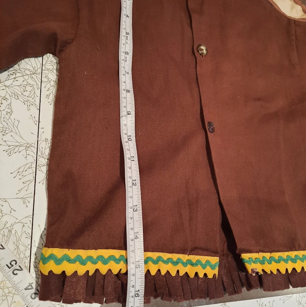 Vtg 50s child S Indian fringed shirt & headdress Cosplay
